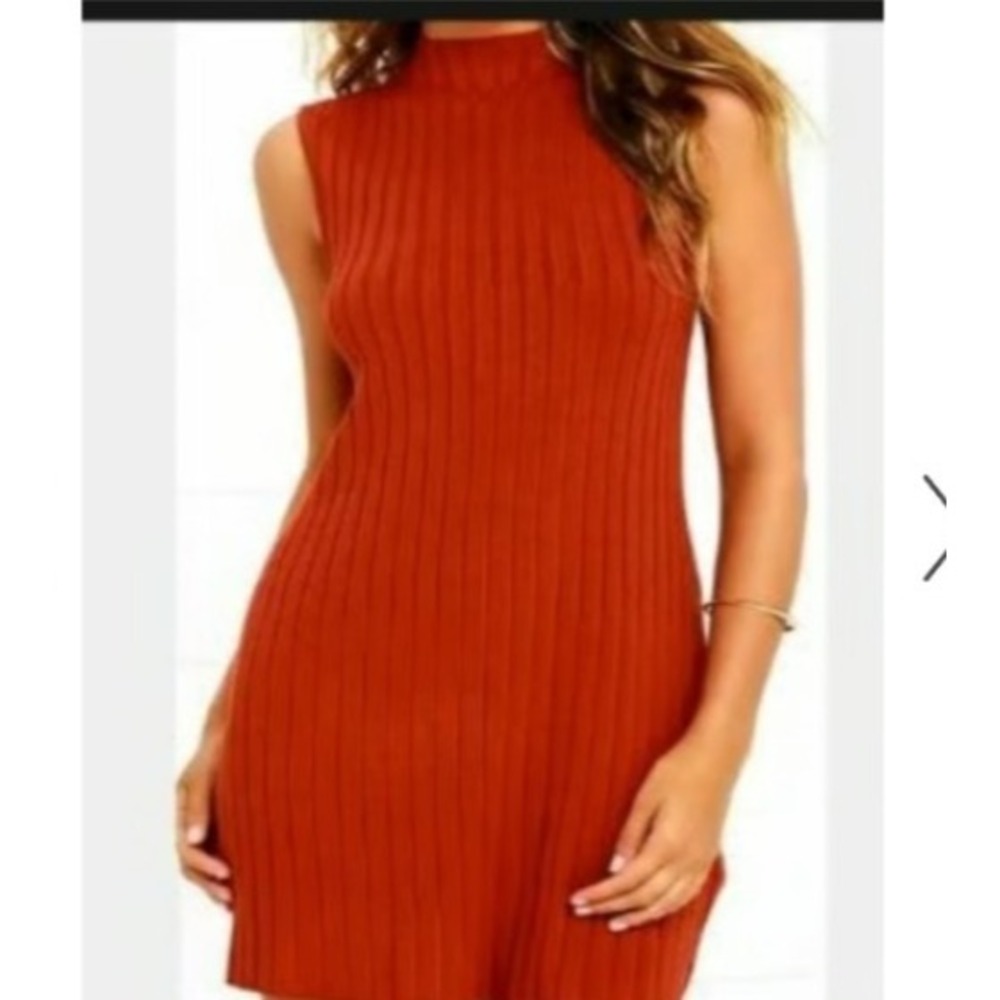 RVCA Women Ribbed Bodycon‎ Mini Dress Size Medium Red Mock Knit Fitted Stretchy